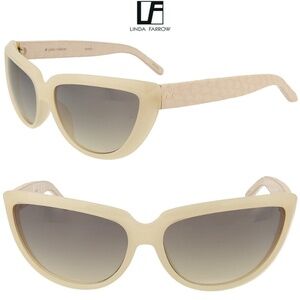 LINDA FARROW LFL305 C8 SHELL ASH SNAKE GRADIENT GREY CAT EYE SUNGLASSES. 63 mm